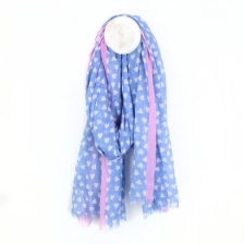 Blue & White Heart Print Scarf with Pink Border by Peace of Mind